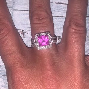 Kay Jewlers Lab Created Pink Sapphire Ring Princess Cut